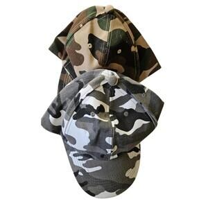 Set of 2 Camouflage Baseball Caps Green and Gray Camo